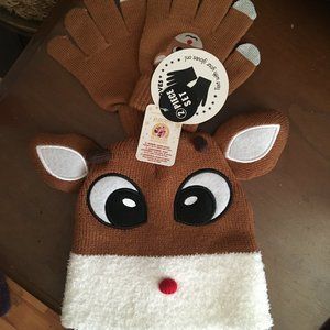50th Anniversary Child Size Rudolph Hat and Gloves